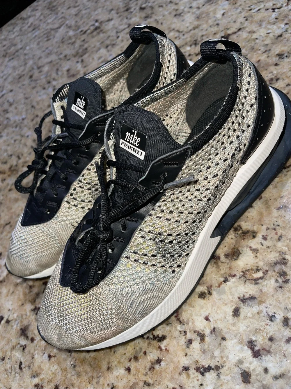Nike Air Max Flyknit Racer Athletic Sneakers in Beige and Black
